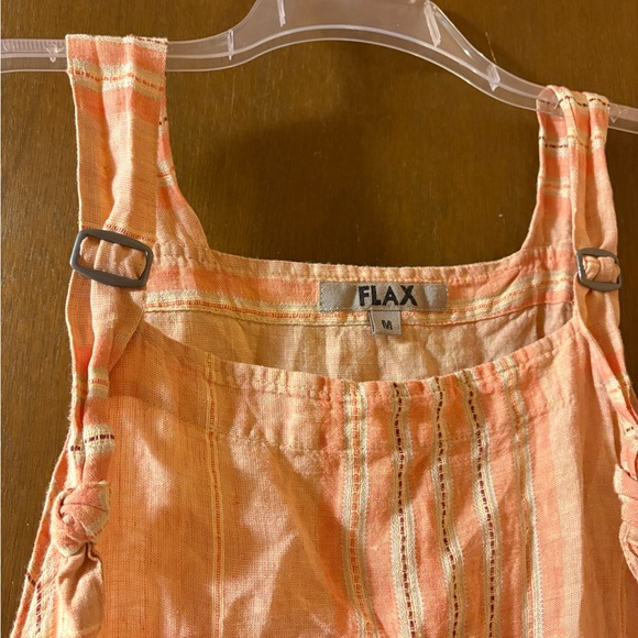 Flax orange stripe linen midi dress - Picture 2 of 5